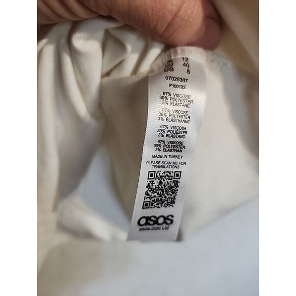 Asos Womens Top Heavyweight Off White Scoop Neck sz 8 Flowy Lined - Picture 4 of 6